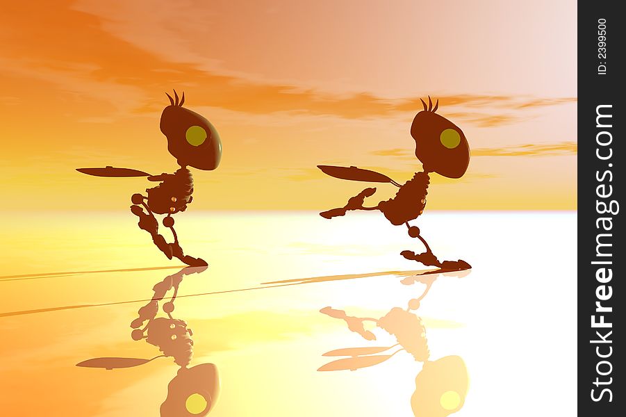 3d render of robot bird