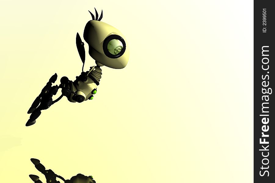 3d render of robot bird