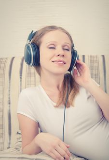 Beautiful Young Woman Listening To Music Stock Photos Beautiful Young Woman Listening To Music Stock Photos