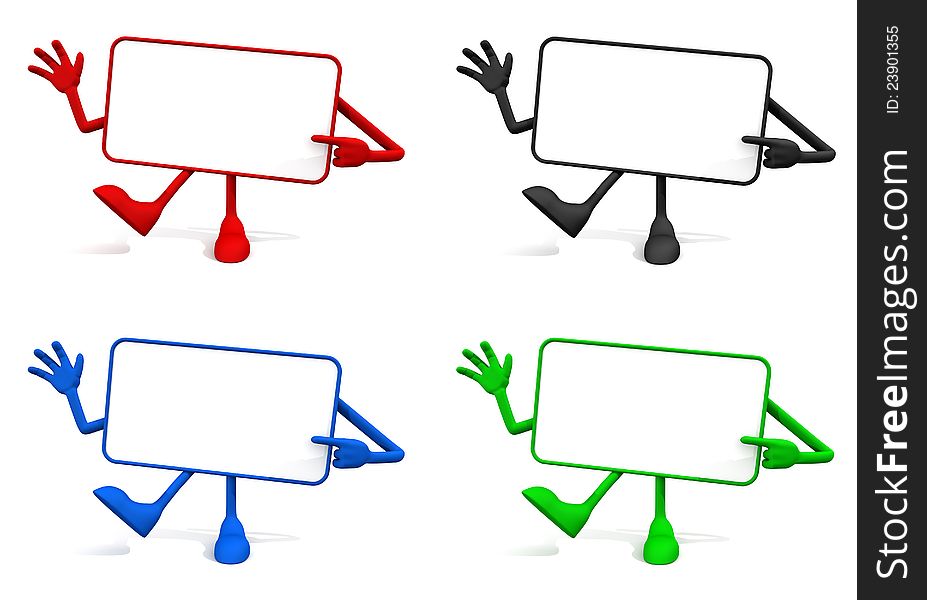 Collection of four animated and colorful signs writable. Collection of four animated and colorful signs writable