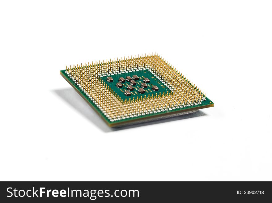 Macro photo of central processing unit on white background with shadow. Macro photo of central processing unit on white background with shadow.