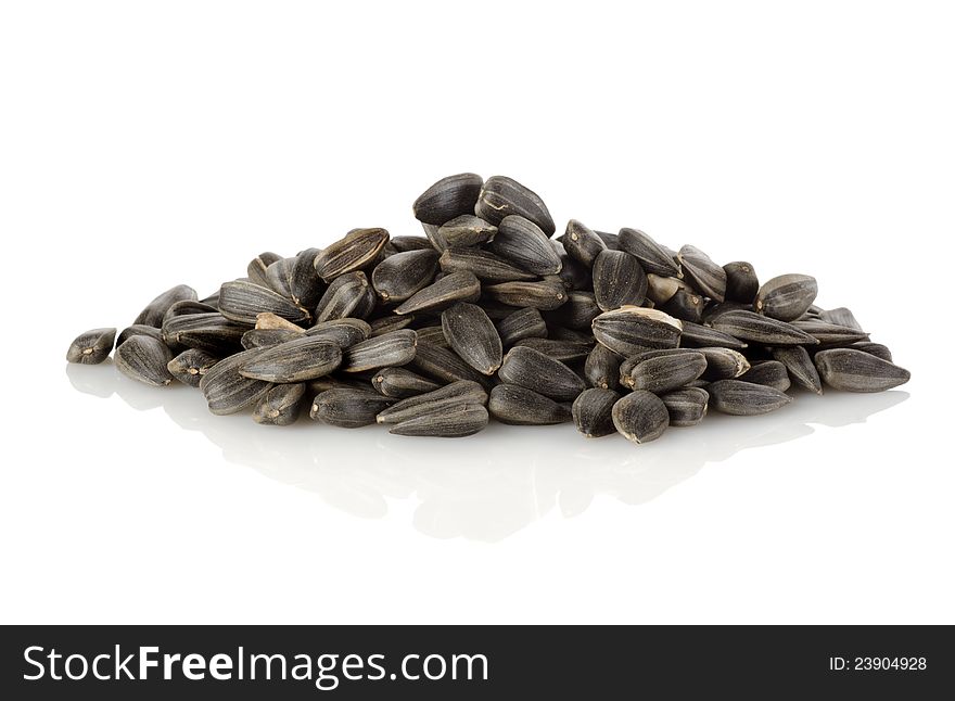 Sunflower seeds  on a white background