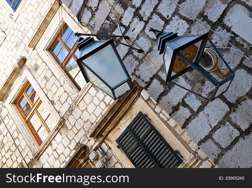 Old street lamp in Dubrovnik - Croatia. Old street lamp in Dubrovnik - Croatia.