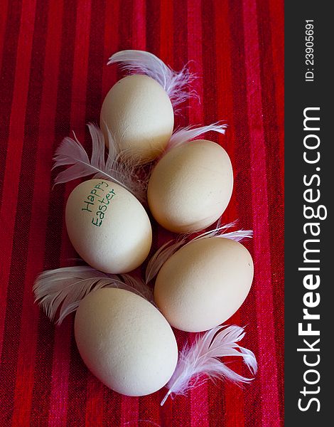 Chicken eggs for happy easter - traditional view. Chicken eggs for happy easter - traditional view.