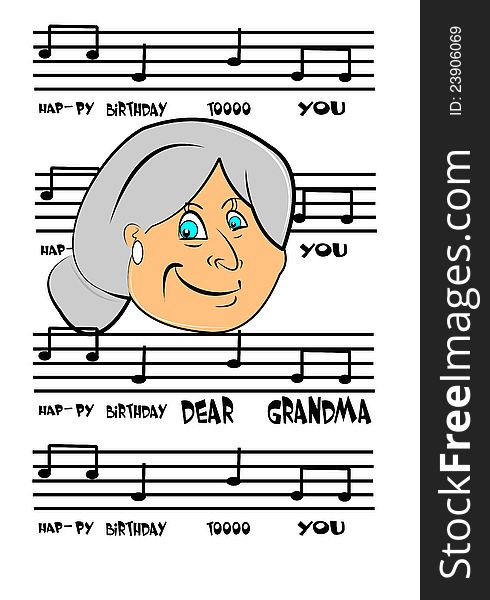 Happy birthday to grandma over white with song. Happy birthday to grandma over white with song