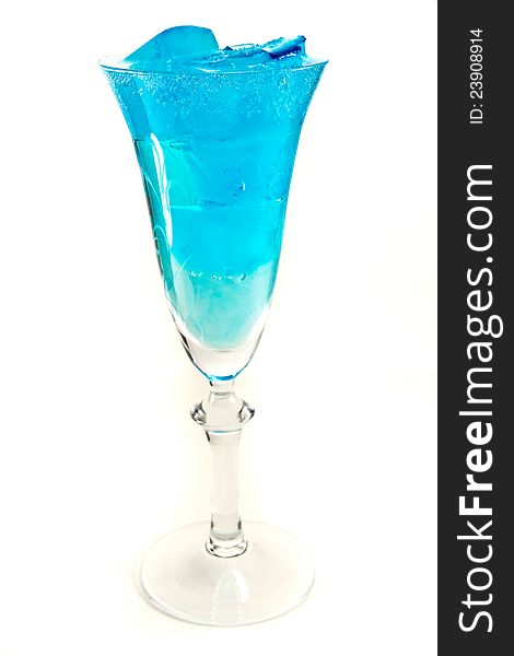 Wine Glass With Blue Iceubes