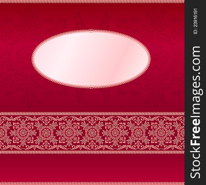 Red Invitation Card With Ornament Motif