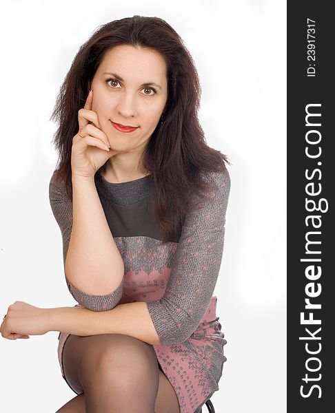 Smiling business woman. Isolated over white background