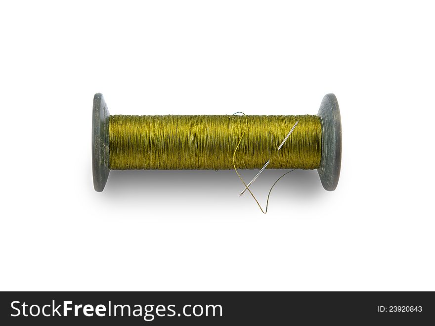 Isolated skein of thread with needle