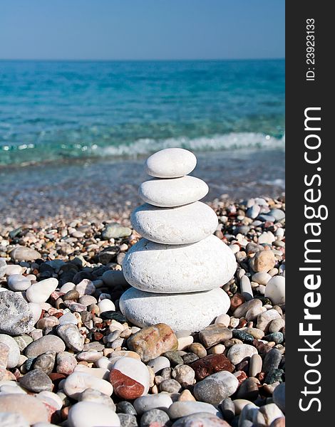 Stone pyramid on the beach