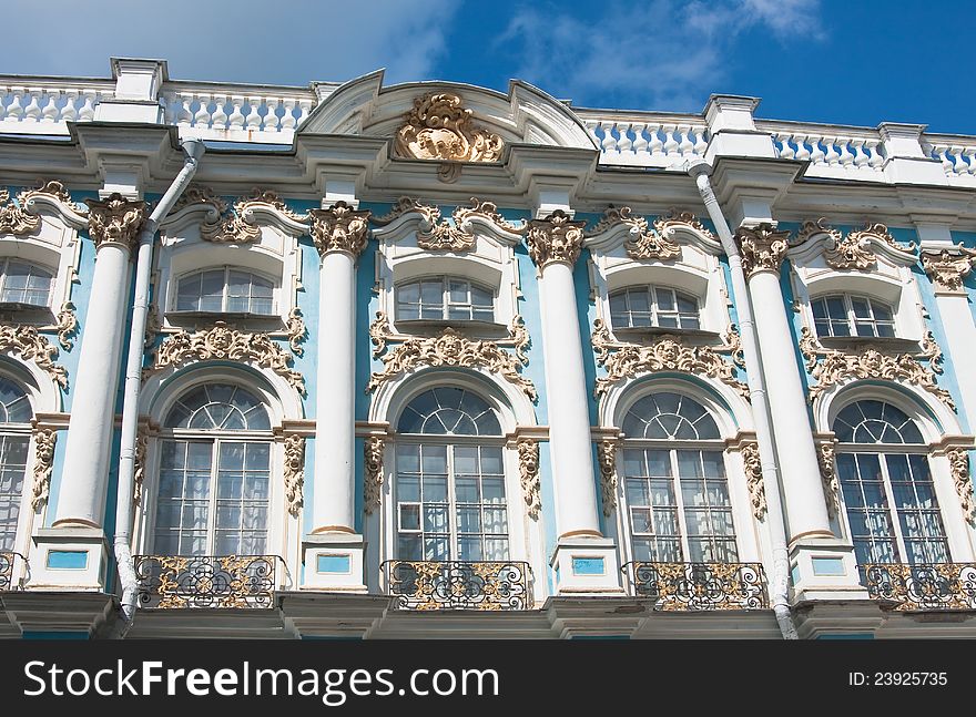 The Catherine Palace, located in the town of Tsarskoye Selo (Pushkin), St. Petersburg, Russia. The Catherine Palace, located in the town of Tsarskoye Selo (Pushkin), St. Petersburg, Russia