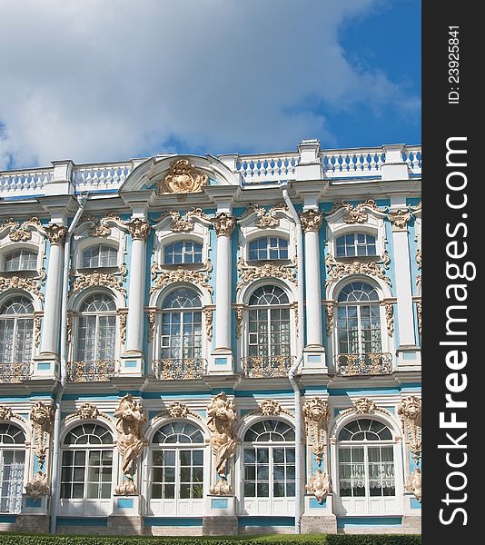 The Catherine Palace, located in the town of Tsarskoye Selo (Pushkin), St. Petersburg, Russia. The Catherine Palace, located in the town of Tsarskoye Selo (Pushkin), St. Petersburg, Russia