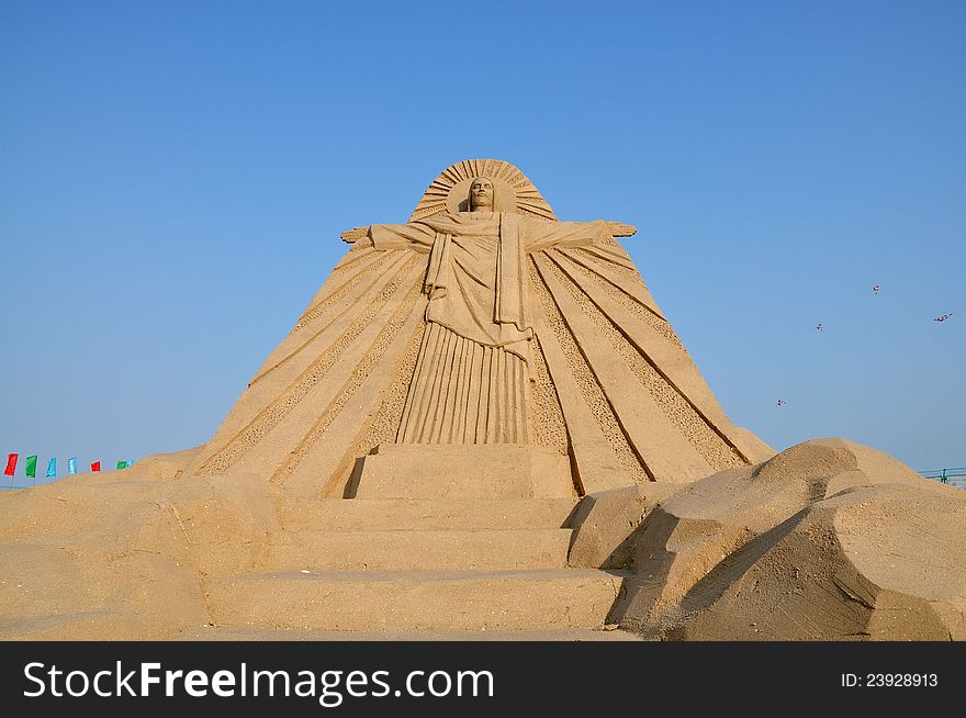 Jesus statue of sand carving