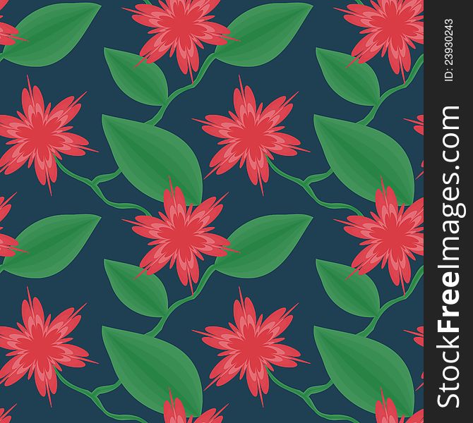 Decorative red flowers, seamless texture. Decorative red flowers, seamless texture