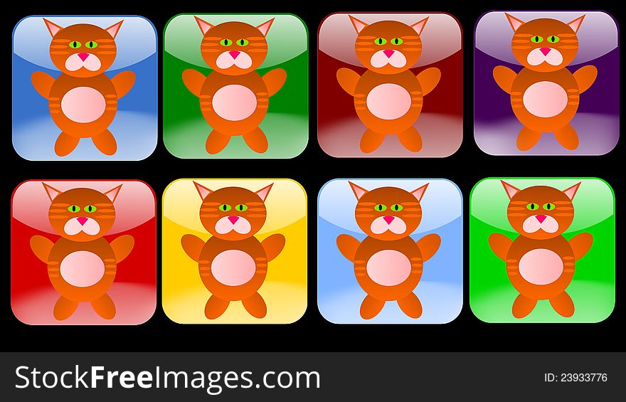 Cat icons in different colors