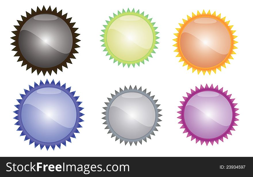 Glossy colored buttons on white background - illustration. Glossy colored buttons on white background - illustration.