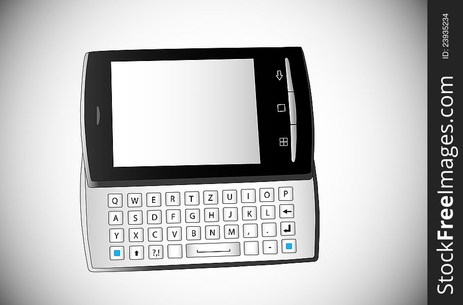 Illustration of mobile phone on white background.