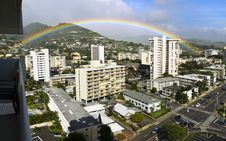Rainbow Over Honolulu Stock Image Rainbow Over Honolulu Stock Image