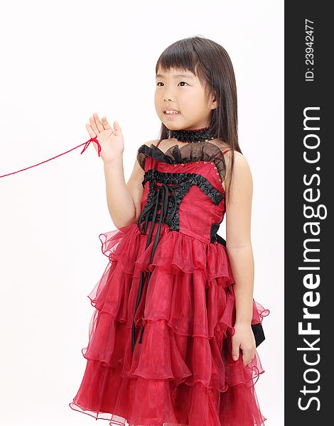 Little Asian Girl Wearing Dress