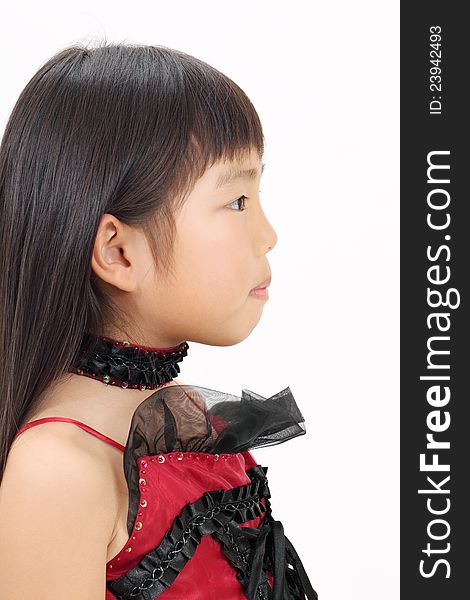 Little asian girl wearing dress