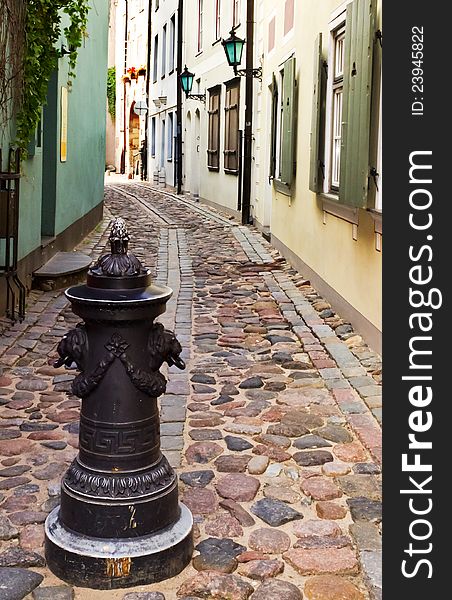 Narrow Street in old Riga city