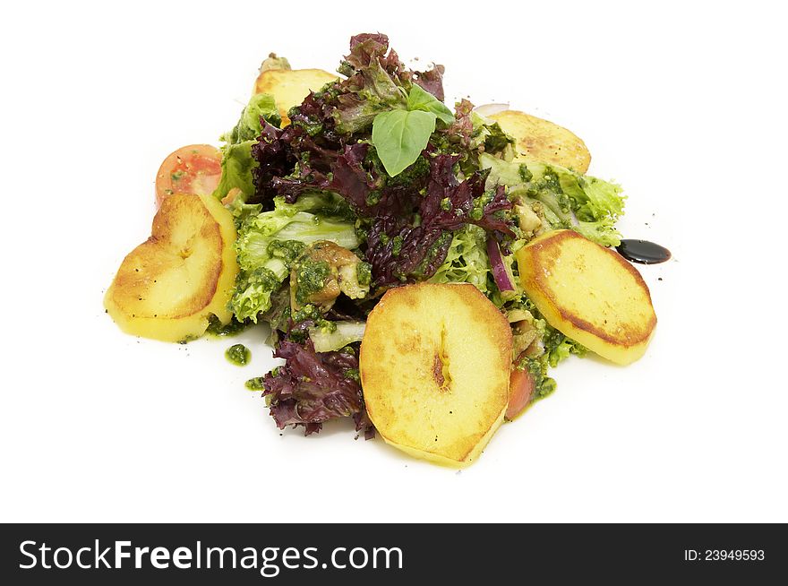 Potato salad and greens Background