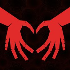 Hand Like Heart On Seamless Background. Royalty Free Stock Images
