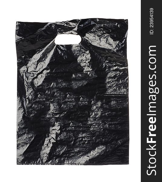 Black plastic bag isolated on a white background