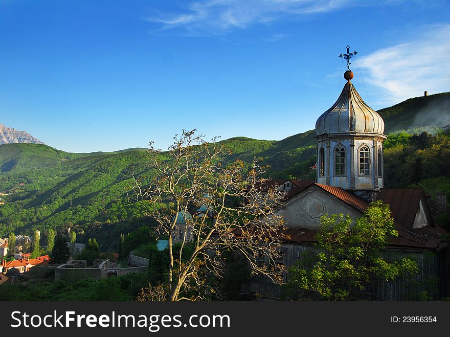 An old monastery in the peninsula of Agio Oros in Greece