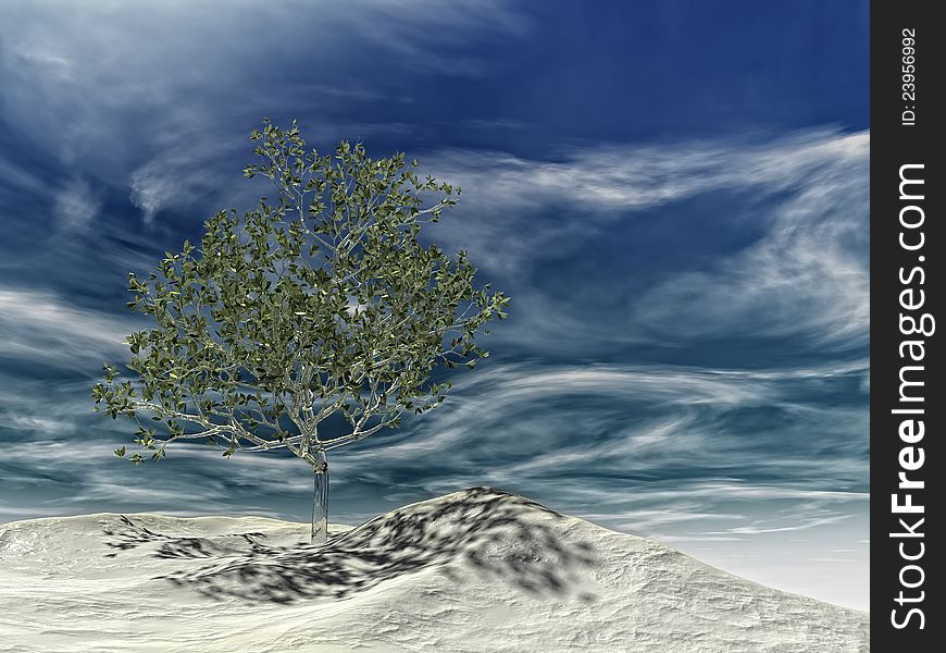 3d image of landscape with a tree. 3d image of landscape with a tree