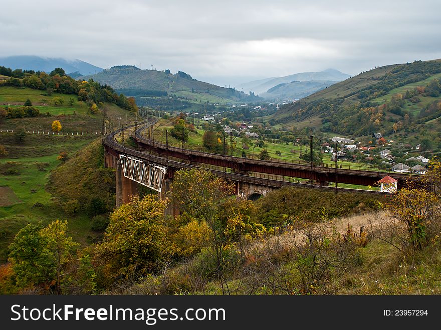 Railway bridge in the Carpathian mountains. Railway bridge in the Carpathian mountains