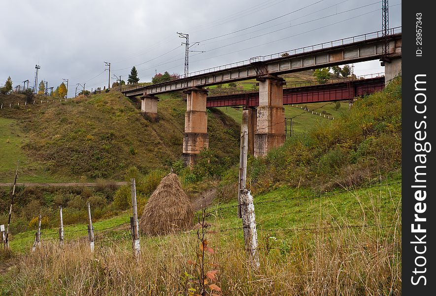 Railway bridge in the Carpathian mountains. Railway bridge in the Carpathian mountains