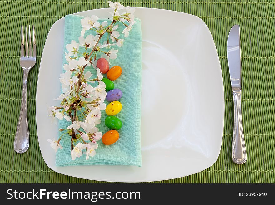 Easter Place Setting With Spring Flowers