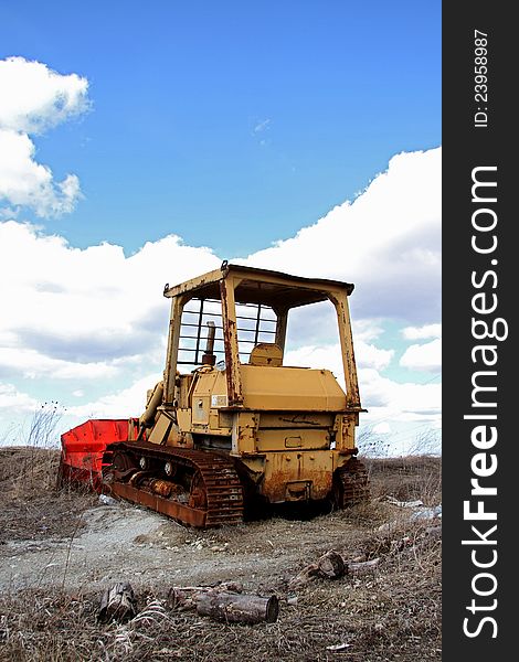 Image of an old rusty bulldozer. Image of an old rusty bulldozer