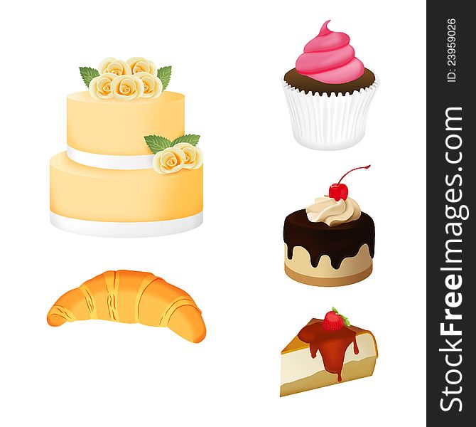 Bakery set on white background easy to cut out