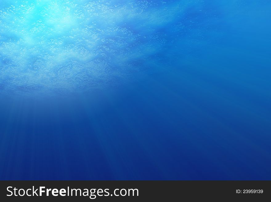 Illustration of Underwater Scene with sun rays