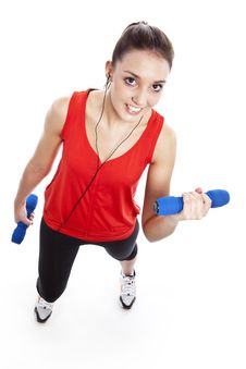 Young Fit Woman Exercising With Weights Royalty Free Stock Photography Young Fit Woman Exercising With Weights Royalty Free Stock Photography