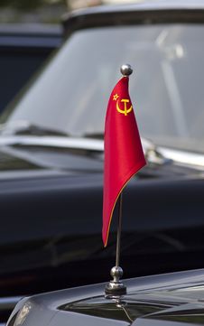 Soviet Flag On The Car Flagpole Royalty Free Stock Photos