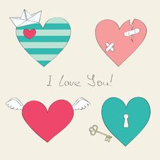 Cute Hearts Collection Royalty Free Stock Photos Cute Hearts Collection Royalty Free Stock Photos