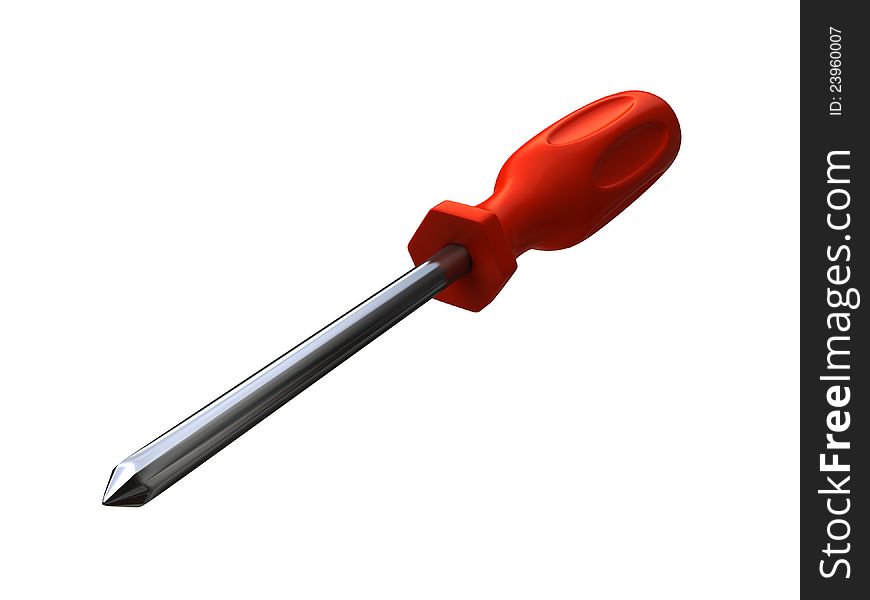 Red screwdriver isolated on  awhite background (3d render)