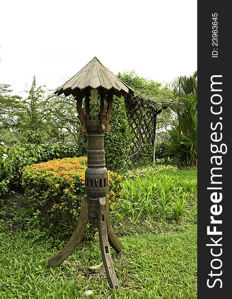 Wood lamp in natural park,Thailand