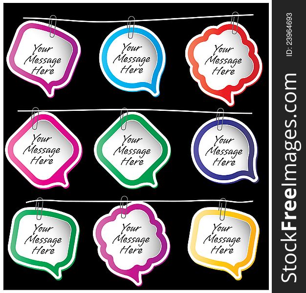 Colourful hanging message boxes collection. Colourful hanging message boxes collection