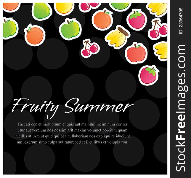 Funky fruity background in black