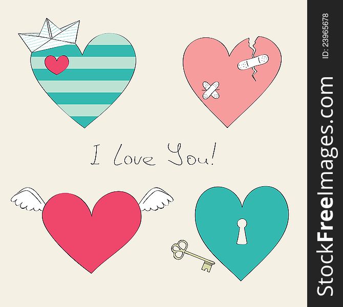 Vector collection of different hearts. Vector collection of different hearts