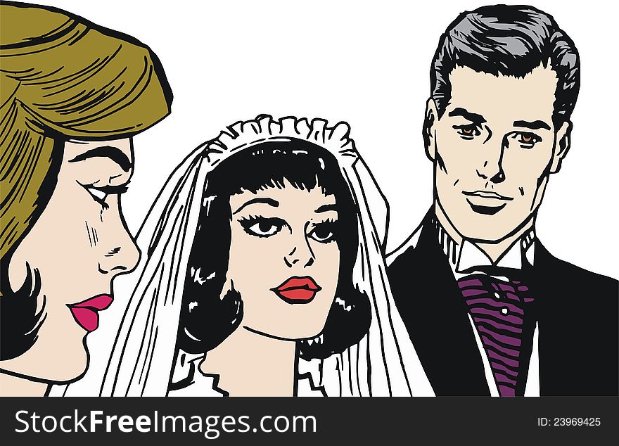 Illustration of a pair of lovers drawn in comic style
