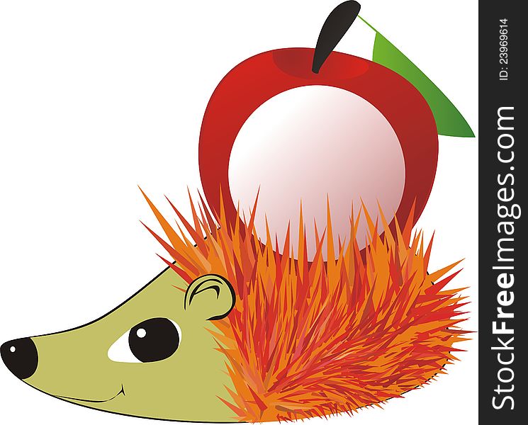 Price tag - the shape of a hedgehog with apple