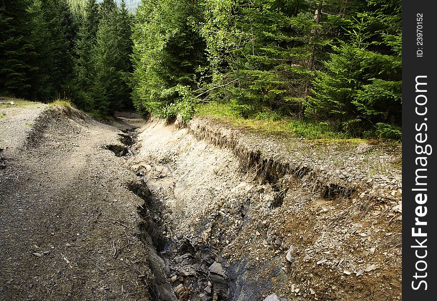Cracked road in Carpathian mountains. Cracked road in Carpathian mountains