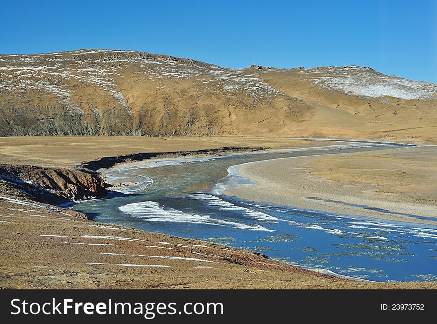 Qinghai-Tibet Plateau rivers meandering flow of the roof of the world the photo was shot from a moving train.