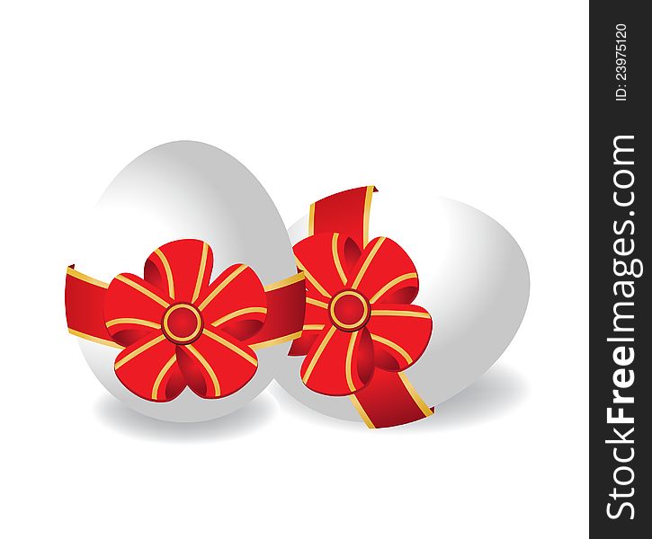 Easter egg with red ribbons. Easter egg with red ribbons