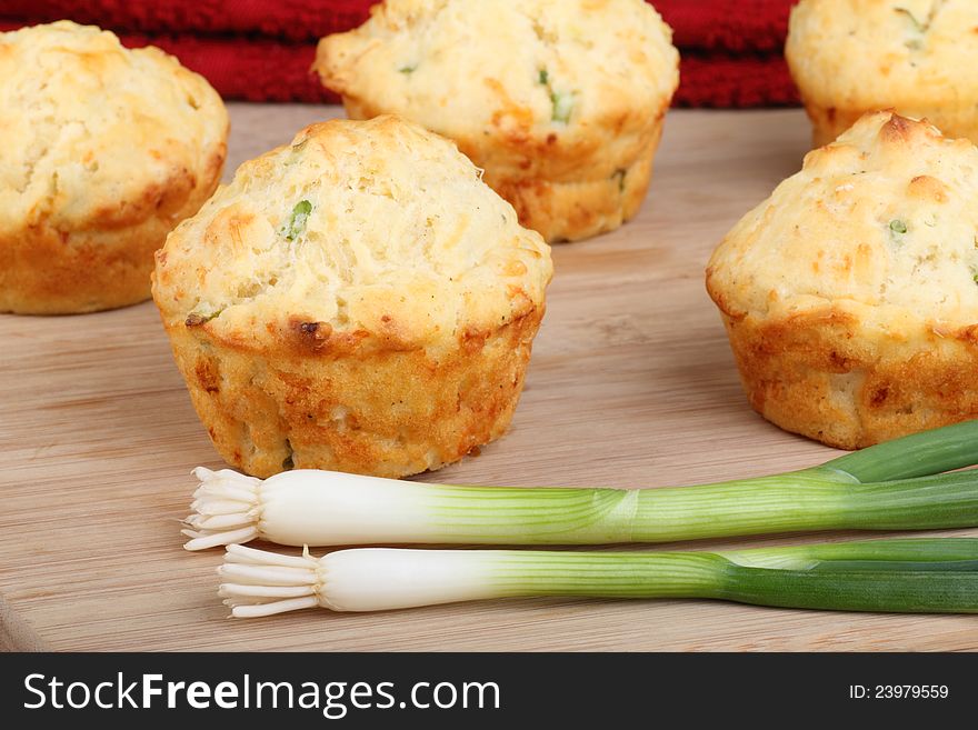 Green onion ingredient for homemade muffins. Green onion ingredient for homemade muffins